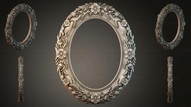 Decorative frames, framing (Oval mirror with floral pattern and columns, RMI_000424) 3D models for cnc