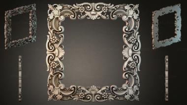 Decorative frames, framing (Square frame with grape clusters and curls, RMI_000426) 3D models for cnc