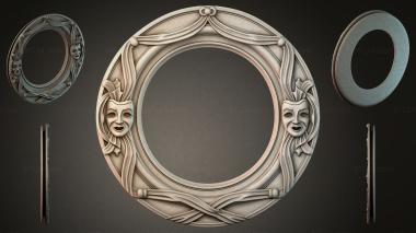 Decorative frames, framing (Round frame with face masks and arched ornament, RMI_000427) 3D models for cnc