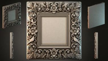 Decorative frames, framing (Square frame with acanthus scrolls and floral ornament, RMI_000428) 3D models for cnc