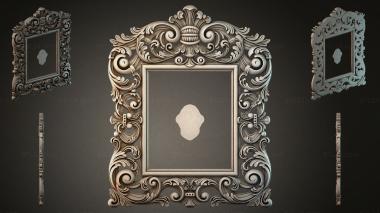 Decorative frames, framing (Mirror frame with lush volutes and a shell, RMI_000429) 3D models for cnc