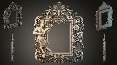 Decorative frames, framing (Mirror with putti playing a lute and floral decoration, RMI_000432) 3D models for cnc