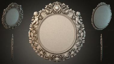 Decorative frames, framing (Oval mirrors with angels and carved ornaments, RMI_000435) 3D models for cnc