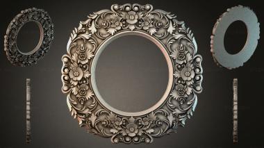 Decorative frames, framing (Round mirror frame with floral and swirl patterns, RMI_000439) 3D models for cnc
