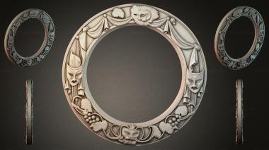 Decorative frames, framing (Round ornament with masks and drapery for CNC, RMI_000444) 3D models for cnc