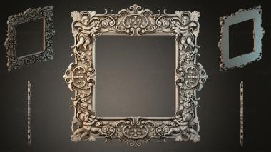 Decorative frames, framing (Frame with angels and scrolls in the Baroque style, RMI_000497) 3D models for cnc