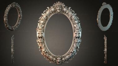 Decorative frames, framing (Oval mirror frames with mascarons and acanthus, RMI_000498) 3D models for cnc