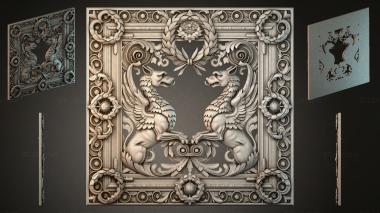 Decorative frames, framing (Panel with winged griffins and ornament, RMI_000516) 3D models for cnc