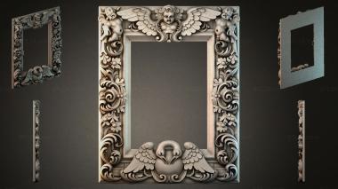 Decorative frames, framing (Arkhangelsk frame with angel figurines and vintage scrolls, RMI_000525) 3D models for cnc