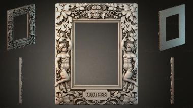 Decorative frames, framing (Figured frame with putto and floral ornament, RMI_000526) 3D models for cnc