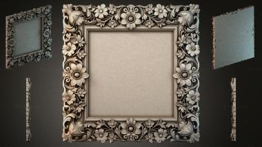 Decorative frames, framing (Square frame with floral and swirl patterns, RMI_000535) 3D models for cnc
