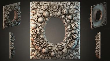 Decorative frames, framing (Square ornament with floral garlands and spirals, RMI_000539) 3D models for cnc