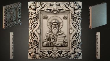 Decorative frames, framing (Icon of a Saint with a Chiton and a Book in an Ornamental Frame with Curly Scrolls, RMI_000542) 3D models for cnc