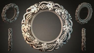 Decorative frames, framing (Round vintage frame with grapes and leaves, RMI_000546) 3D models for cnc