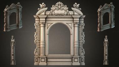 Decorative frames, framing (Baroque fireplace mantel with archivolt and columns, RMI_000553) 3D models for cnc
