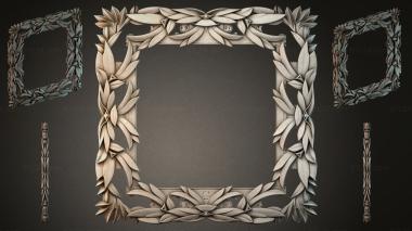 Decorative frames, framing (Classic frame with laurel leaves and flower garlands, RMI_000558) 3D models for cnc