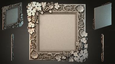 Decorative frames, framing (Rectangular frame with grape vines and floral decorations, RMI_000560) 3D models for cnc