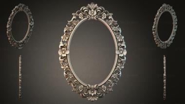 Decorative frames, framing (Oval mirror with floral swirls and carved side elements, RMI_000563) 3D models for cnc