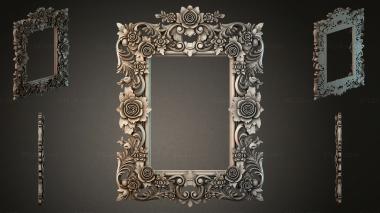 Decorative frames, framing (Carved frame with floral ornament and spiral scrolls, RMI_000564) 3D models for cnc