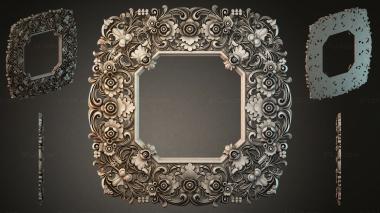 Decorative frames, framing (Square frame with floral rosettes and swirls, RMI_000572) 3D models for cnc