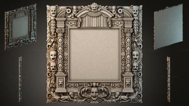 Decorative frames, framing (Theatrical frame with masks and angels, RMI_000577) 3D models for cnc