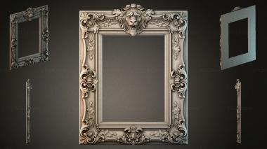 Decorative frames, framing (Carved baguette with a lion mask and floral scrolls, RMI_000578) 3D models for cnc