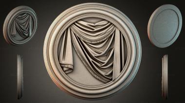 Decorative frames, framing (Round medallion with draping and scallops, RMI_000626) 3D models for cnc