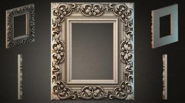 Decorative frames, framing (Mirror frame with swirls and floral patterns, RMI_000629) 3D models for cnc