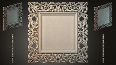 Decorative frames, framing (Mirror with curling baroque baguette and side veneers, RMI_000642) 3D models for cnc