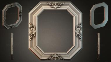Decorative frames, framing (Octagonal frame with volutes and floral scrolls, RMI_000658) 3D models for cnc