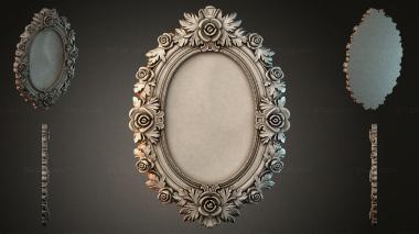 Decorative frames, framing (Oval frame with roses and leaves, RMI_000659) 3D models for cnc