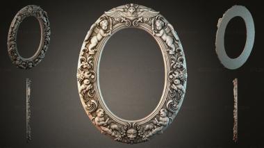 Decorative frames, framing (Oval ornament with putti and wings for CNC, RMI_000661) 3D models for cnc