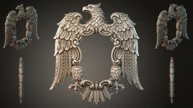 Decorative frames, framing (Double-headed eagle with carved volutes and feathers, RMI_000662) 3D models for cnc