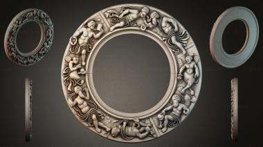 Decorative frames, framing (Round medallion with putti and laurel wreaths, RMI_000666) 3D models for cnc