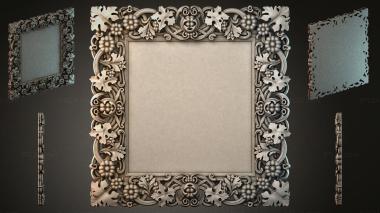 Decorative frames, framing (Square frame with grapes and leaves in the Baroque style, RMI_000678) 3D models for cnc