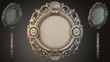 Decorative frames, framing (Round frame with shell ornament and spiral volutes, RMI_000684) 3D models for cnc