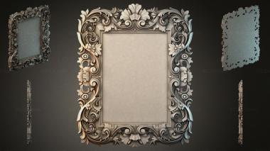 Decorative frames, framing (Rectangular frame with curls and floral rosettes, RMI_000690) 3D models for cnc