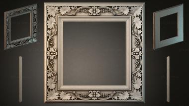 Decorative frames, framing (Classic frame with floral carvings and grapes, RMI_000691) 3D models for cnc
