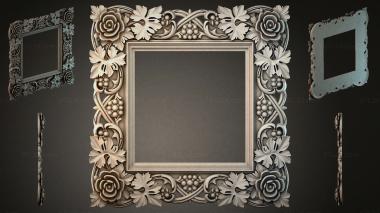 Decorative frames, framing (Ornamental frame with roses and bunches of grapes, RMI_000696) 3D models for cnc
