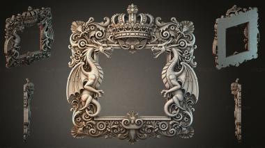 Decorative frames, framing (Decorative frame with dragons and a crown, RMI_000705) 3D models for cnc