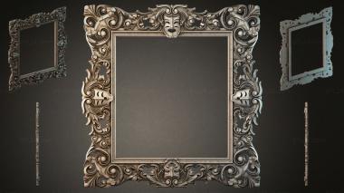 Decorative frames, framing (Decorative frame with swirls and mask for CNC, RMI_000717) 3D models for cnc