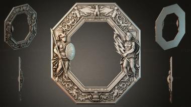 Decorative frames, framing (Octagonal frame with warriors and angels, RMI_000728) 3D models for cnc