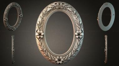 Decorative frames, framing (Oval frame with floral ornament and leaves, RMI_000731) 3D models for cnc