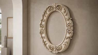 Decorative frames, framing Oval mirror frame with carved volutes and acanthus leaves 3d model