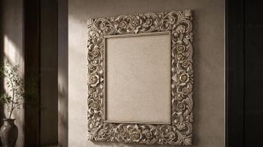 Decorative frames, framing Square frame with rosettes and climbing stems 3d model