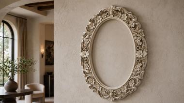 Decorative frames, framing Oval mirror with grapevine and volutes 3d model