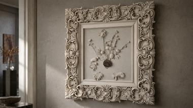 Decorative frames, framing Reversible carved ceramic fireplace mantel with plant elements 3d model