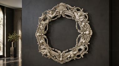 Decorative frames, framing Round decorative frame with angels and garlands 3d model