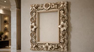 Decorative frames, framing Carved frame with floral ornament and leaves 3d model