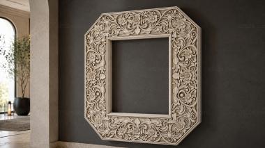 Decorative frames, framing Octagonal frame with floral ornament and curls 3d model